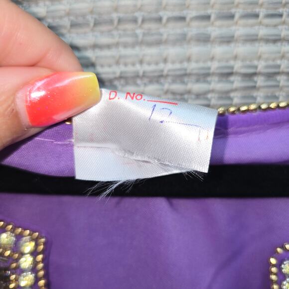 Indian Maxi Kaftan Dress Rhinestone Beaded Purple Chiffon Kimono Bohemian Boho - Picture 5 of 12